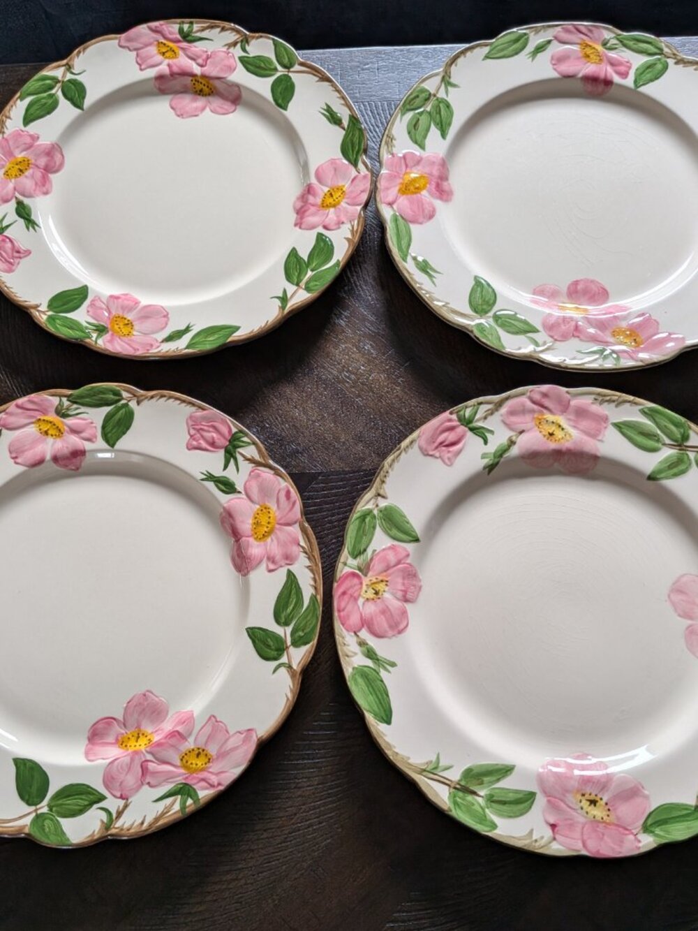 4 Vintage Franciscan Desert Rose Dinner Plates-USA- 10.5 inches-TV Mark Stamp